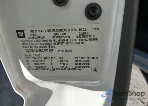 2006 Chevrolet Silverado 1500 Work Truck z USA, uszkodzony, nr VIN 3GCEC14V26G187125